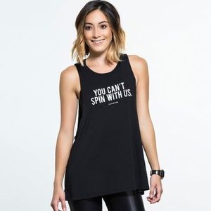 Carbon38 You Can’t Spin With Us Drop Armhole Black Tank Top